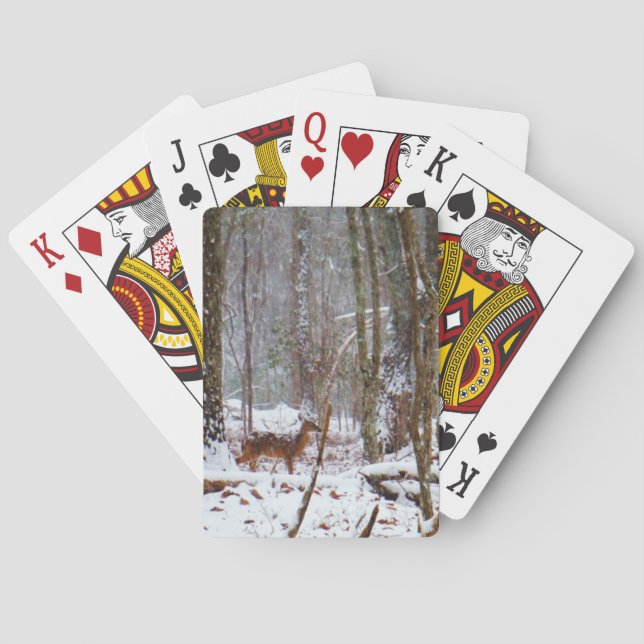 Deer in the snow fall poker cards (Back)