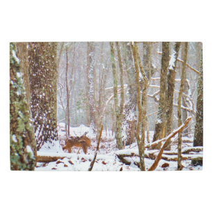 Deer in the snow Lake Arrowhead Ga Metal Print
