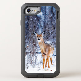 Deer in the Snow, winter landscape OtterBox Defender iPhone SE/8/7 Case