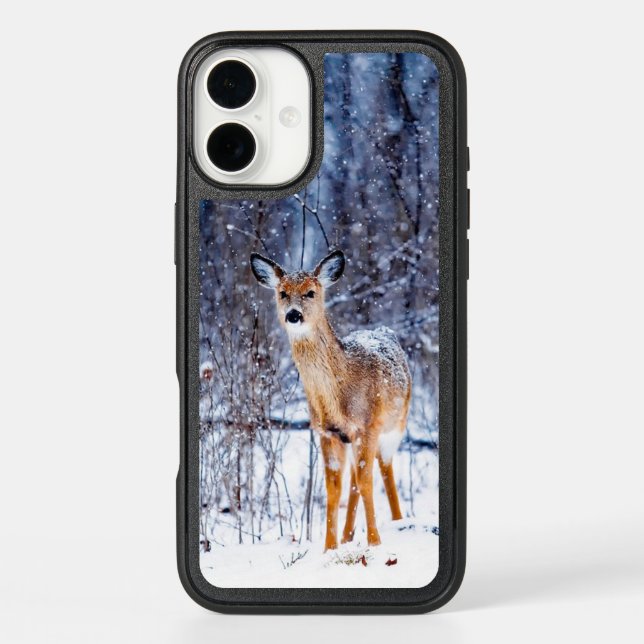 Deer in the Snow, winter landscape Otterbox iPhone Case (Back)