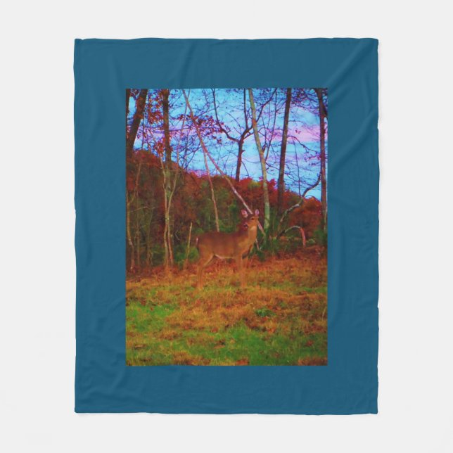 Deer in the trees fleece blanket (Front)