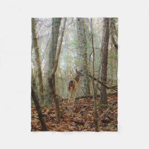 Deer in the trees fleece blanket