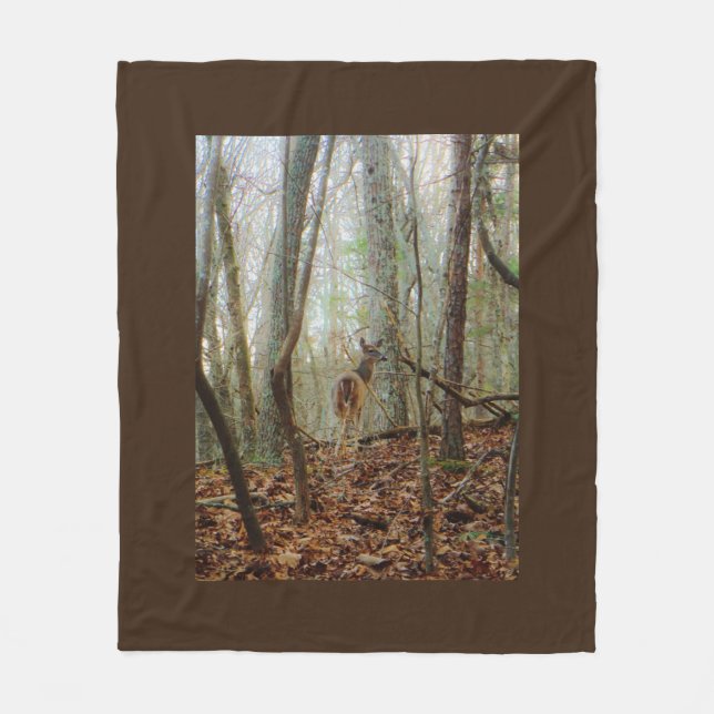 Deer in the trees fleece blanket (Front)