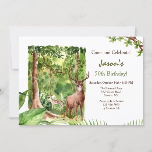 Deer in the Wild Birthday Invitation