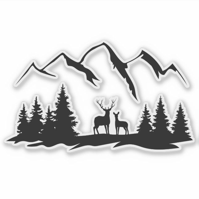 Deer in the Wilderness Sticker. Sticker (Front)