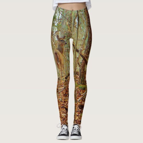 Deer in the wood Camo Camouflage stretch pants Leggings