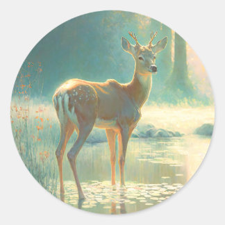 Deer in the Woods Fantasy Sticker
