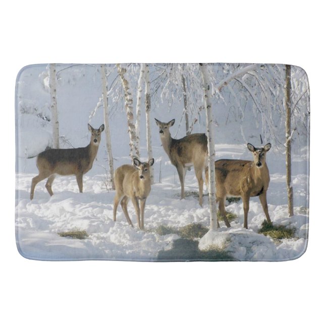 Deer in Winter Bathroom Mat (Front)