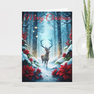 Deer in Winter Christmas Holiday Card