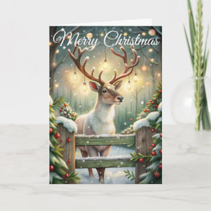 Deer in Winter Christmas Holiday Card