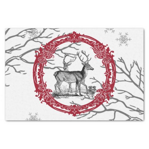 Deer in Winter Forest Christmas Tissue Paper