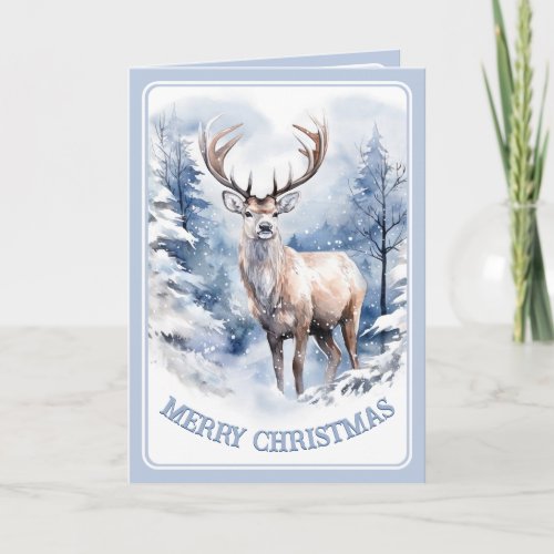 Deer in Winter Forest Greeting Card