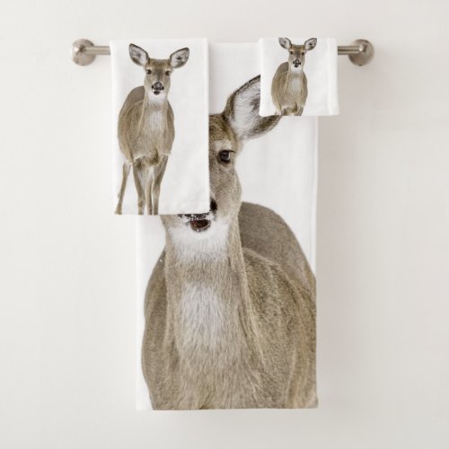 Deer in Winter on Bathroom Towel Set