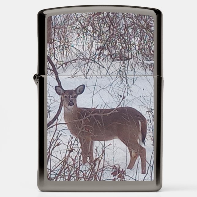 Deer in Winter Photo  Zippo Lighter (Front)