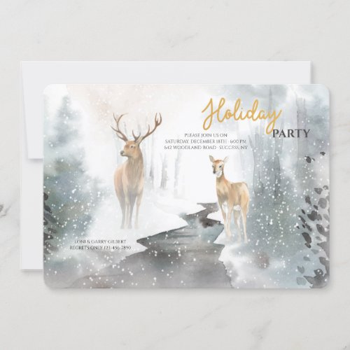 Deer in Winter Snow Invitation