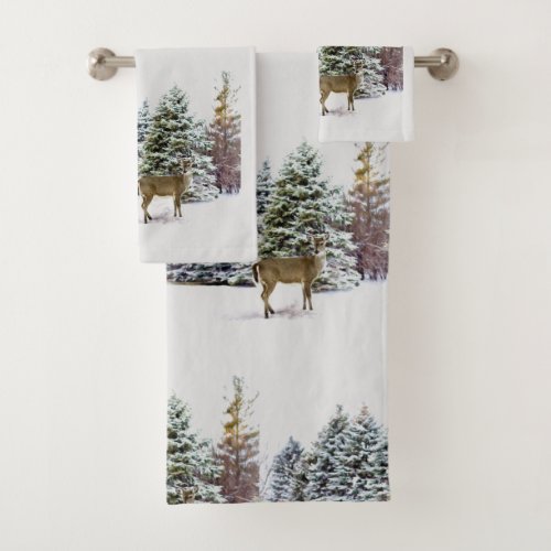 Deer in Winter Wonderland Holiday Towel Set