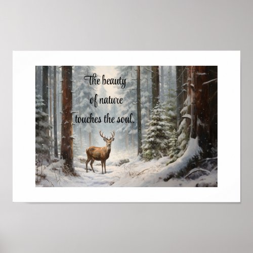 Deer In Woods Print Value Poster Matte