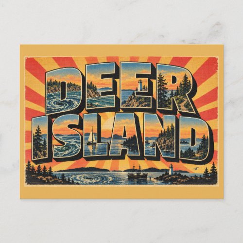 Deer Island NB Whirlpool Coastal Forest Art Postcard