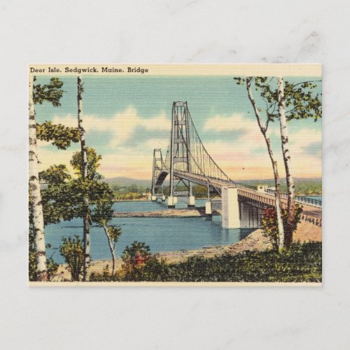 Deer Island Sedgwick Maine Bridge Postcard