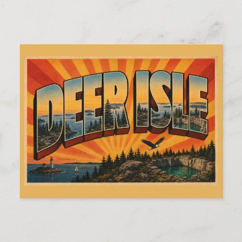 Deer Isle Maine Penobscot Bay Granite Quarries Art Postcard