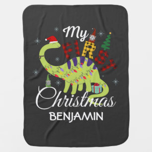 Deer Its My First Christmas Personalize Baby Bodys Blanket