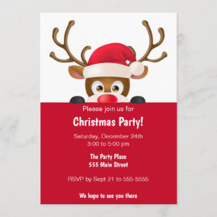 Deer kids christmas party invitation
