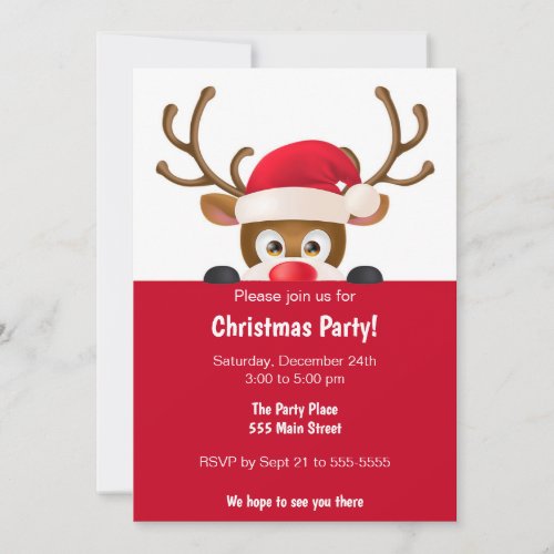 Deer kids christmas party invitation