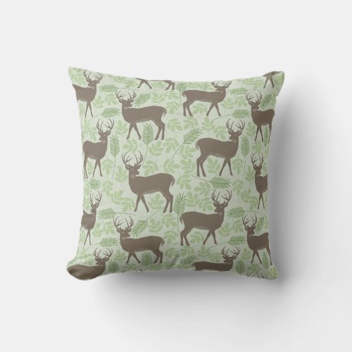 Deer leaf nature pattern throw pillow