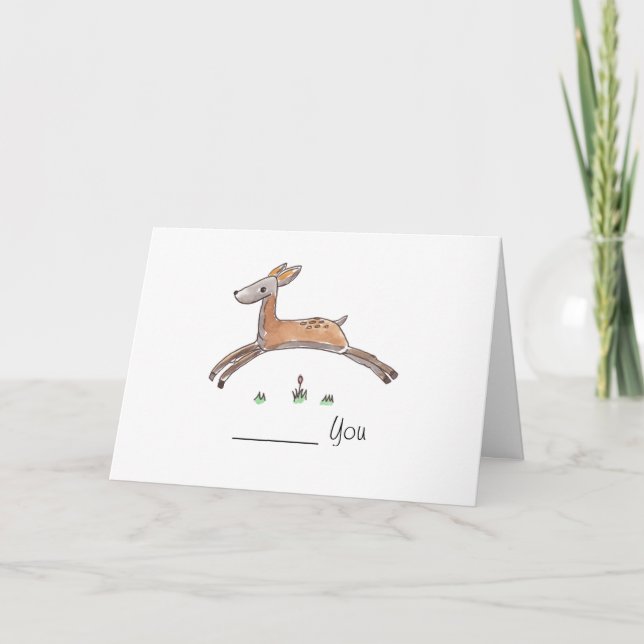 Deer Leaping Greeting Card - Plantinski (Front)