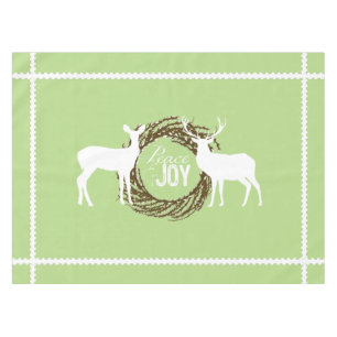 Deer Light Green Peace Joy Wreath Tablecloth