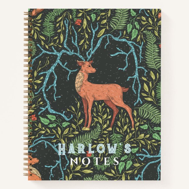 Deer-like Mythical Creature Botanical Notebook (Front)