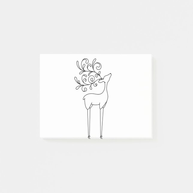 Deer Line Art Outline Reindeer Notes (Front)