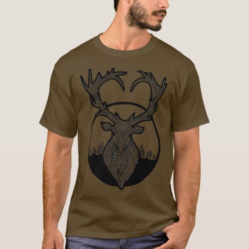 Deer Line Art T_Shirt