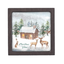 Deer, log-cabin, hare Magnetic Wooden Gift Box