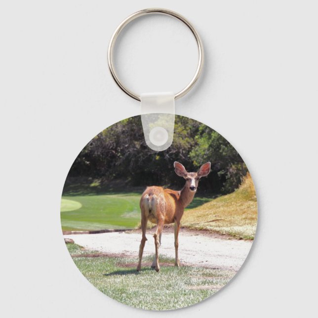 deer looking at the camera nature keychain (Front)
