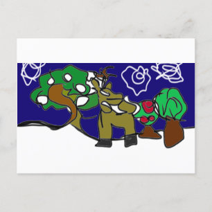 Deer love winter postcard