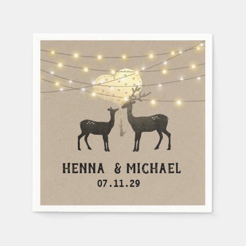 Deer Love Woodland Deer Wedding Custom Napkins