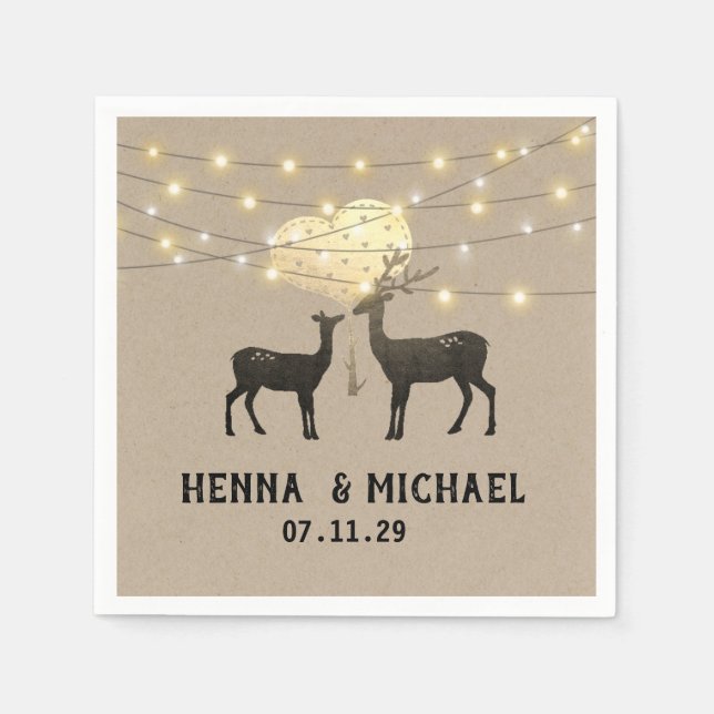 Deer Love Woodland Deer Wedding Custom Napkins (Front)