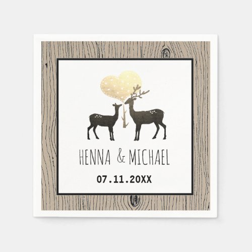 Deer Love Woodland Deer Wedding Custom Paper Napkins