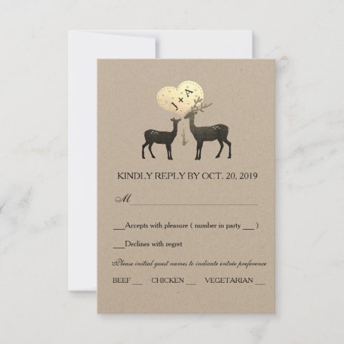 Deer Love Woodland Winter Fall Wedding RSVP