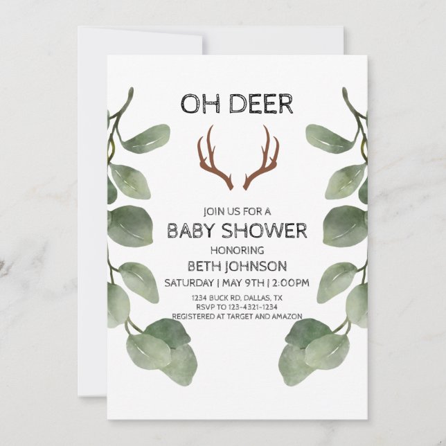 Deer Lumberjack Baby Shower Invitation (Front)