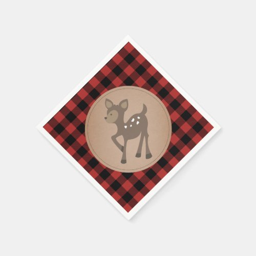 Deer Lumberjack Plaid Baby Shower Napkins