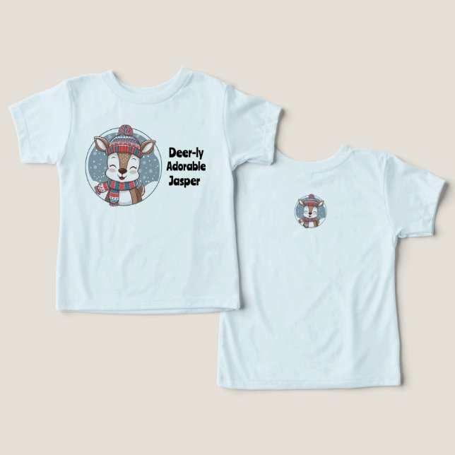 Deer-ly Adorable Toddler Shirt with editable name (Design Front & Back)