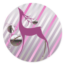 Deer Merry and Bright Round Sticker