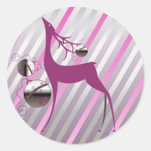Deer Merry and Bright Round Sticker