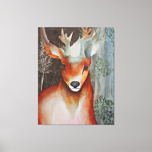 Deer Mixed Media  Canvas Print (Front)