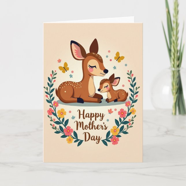 Deer Mom And Baby Love Card (Front)