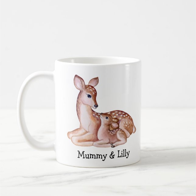 Deer Mom & Baby – Adorable Custom Mug (Left)