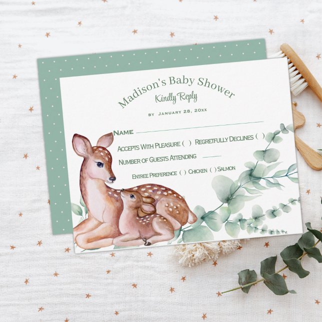 Deer Mom Fawn Baby Shower Response Card (Creator Uploaded)