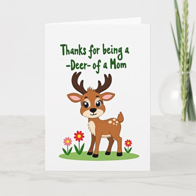 Deer Mom Thanks Illustration Card (Front)
